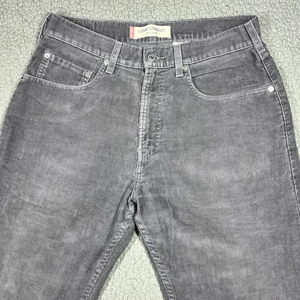 Levis 569 Mens Loose Straight Corduroy Pants Y2K‎ Gray W32 L30 Charcoal Cords